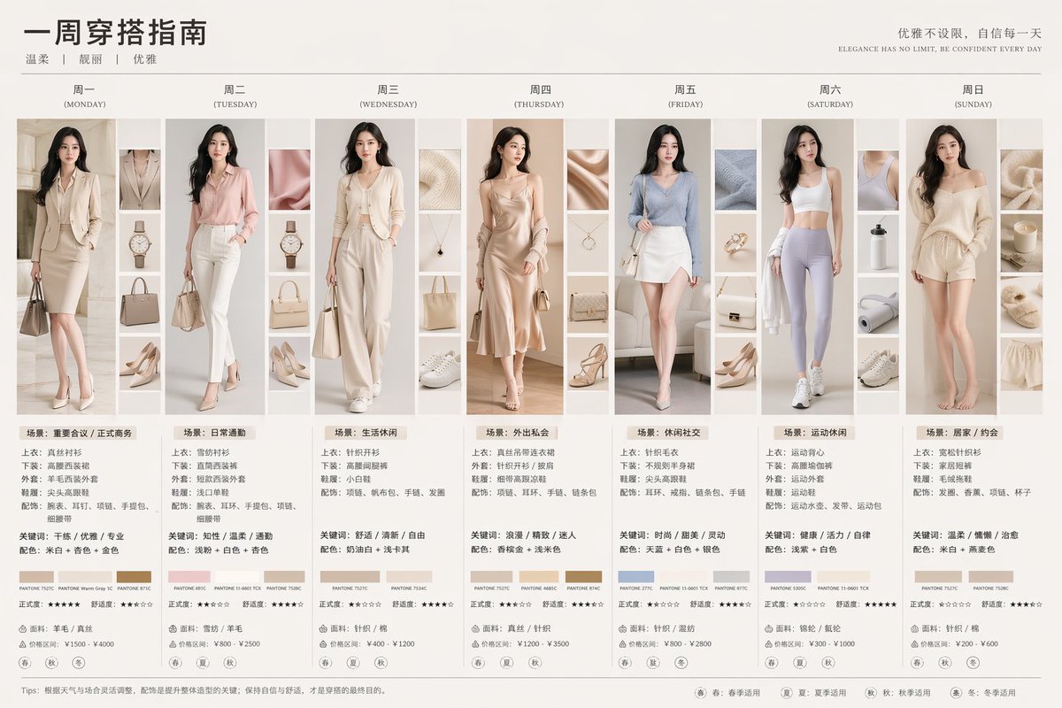 7-day fashion lookbook infographic